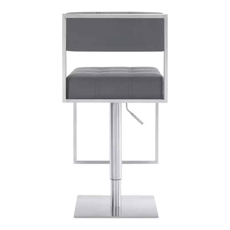 Michele Adjustable Faux Leather Stainless Steel Barstool - Armen Living