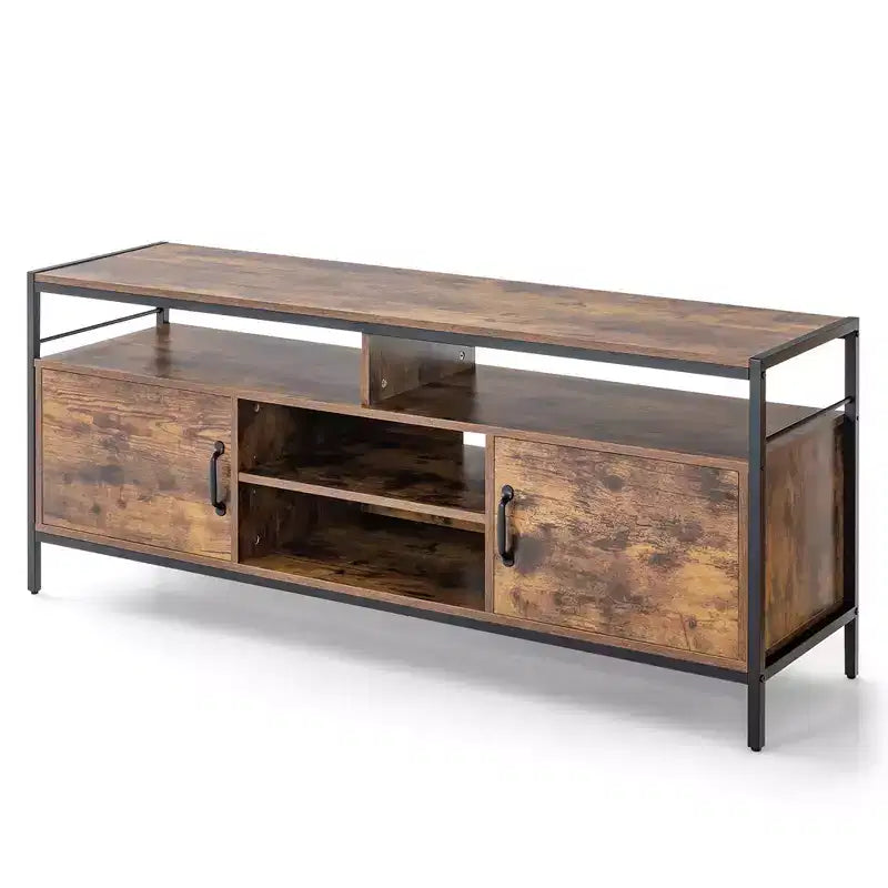Costway Industrial TV Stand for TVs up to 65'' Media Center w/ Cabinets & Adjustable Shelf