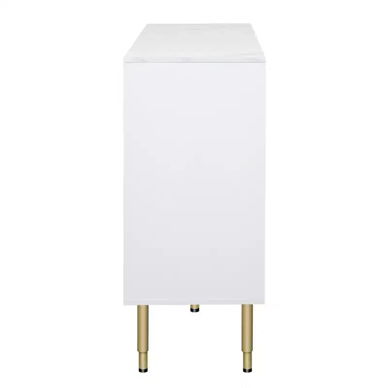 Modern Sideboard, Buffet Storage Cabinet with Amber-yellow Tempered Glass Doors and Gold Metal Legs & Handles-ModernLuxe