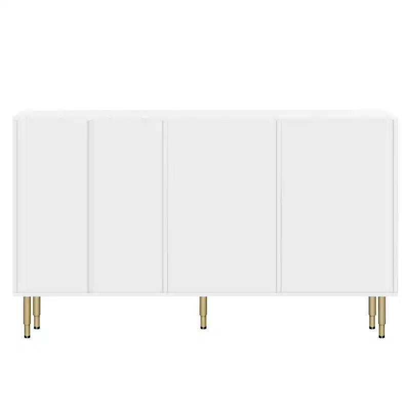 Modern Sideboard, Buffet Storage Cabinet with Amber-yellow Tempered Glass Doors and Gold Metal Legs & Handles-ModernLuxe