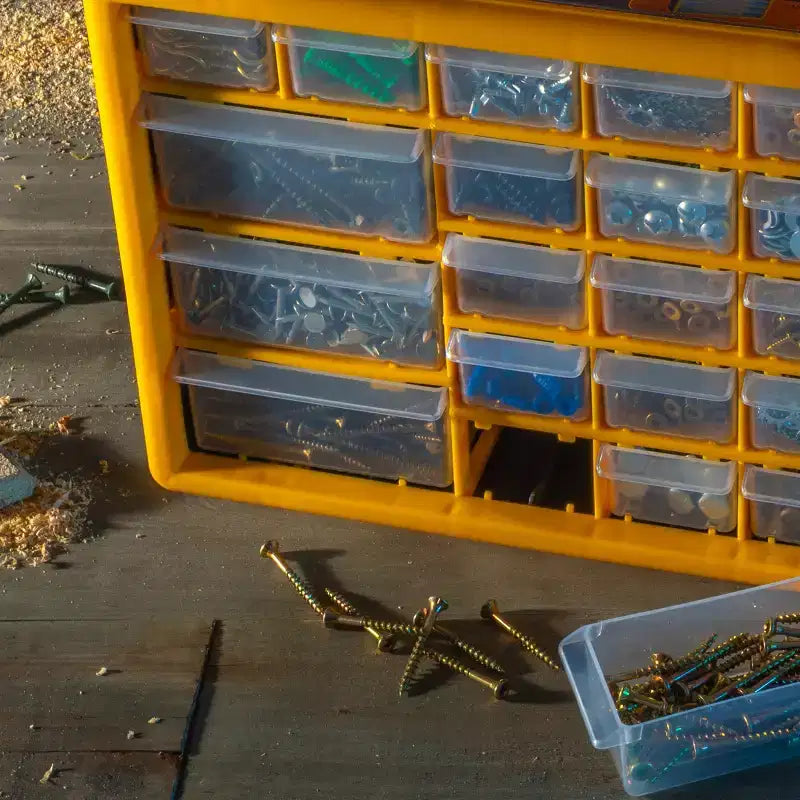 Organisateur de petites pièces Stalwart à 30 tiroirs, jaune