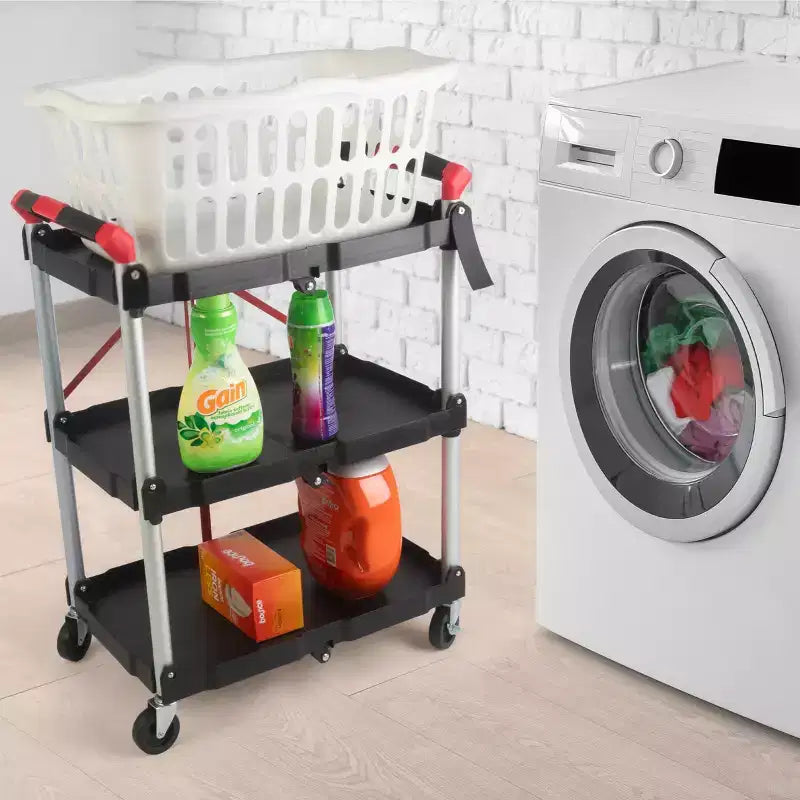Stalwart Folding Cart with 50lb Capacity Per Shelf