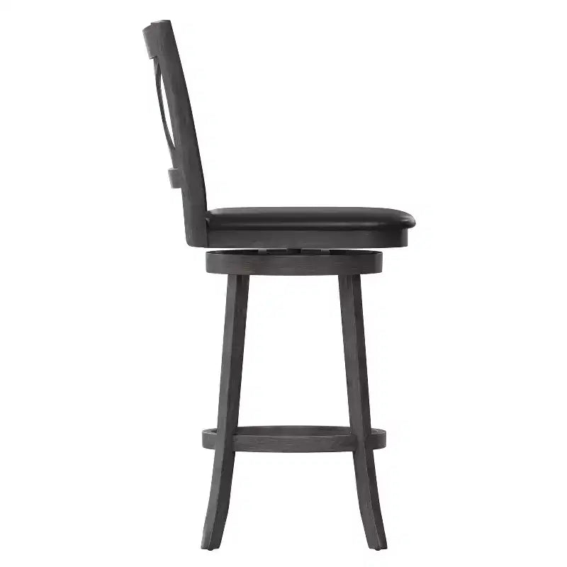 Emma and Oliver Wooden Crossback Pub Style Barstool with Padded Faux Leather Swivel Seat