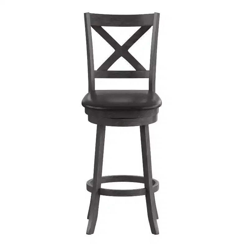 Emma and Oliver Wooden Crossback Pub Style Barstool with Padded Faux Leather Swivel Seat