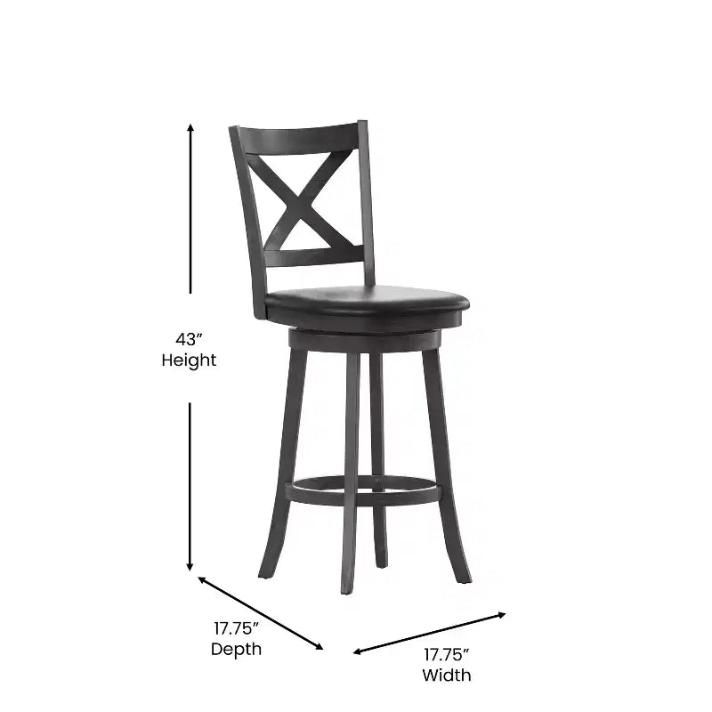 Emma and Oliver Wooden Crossback Pub Style Barstool with Padded Faux Leather Swivel Seat