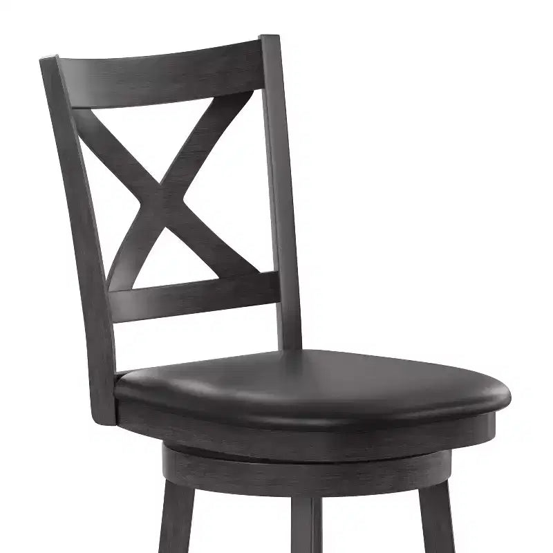Emma and Oliver Wooden Crossback Pub Style Barstool with Padded Faux Leather Swivel Seat
