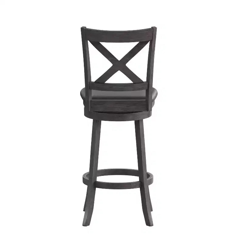 Emma and Oliver Wooden Crossback Pub Style Barstool with Padded Faux Leather Swivel Seat