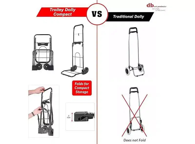 dbest products Chariot de courses pliable compact Dolly pour l'épicerie avec roues, sac amovible et diable de transport personnel standard