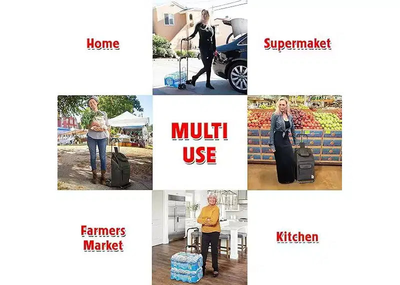 dbest products Chariot de courses pliable compact Dolly pour l'épicerie avec roues, sac amovible et diable de transport personnel standard