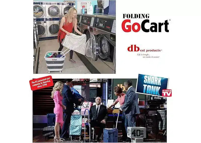 dbest products Folding Gocart Collapsible Laundry Basket On Wheels Grocery Cart Shopping Foldable Pop Up Plastic Hamper Tote