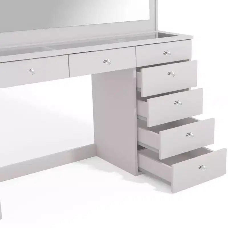 Boahaus Tatiana Lighted Makeup Vanity with 7 Drawers Powers Outlets and UBP Ports