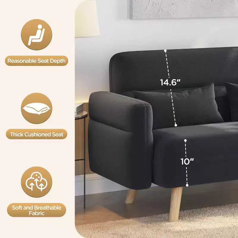 Yaheetech 46inch Fabric Loveseat Sofa with Lumbar Pillow for Office, Bedroom