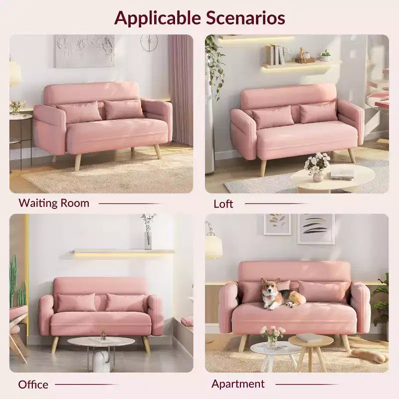 Yaheetech 46inch Fabric Loveseat Sofa with Lumbar Pillow for Office, Bedroom