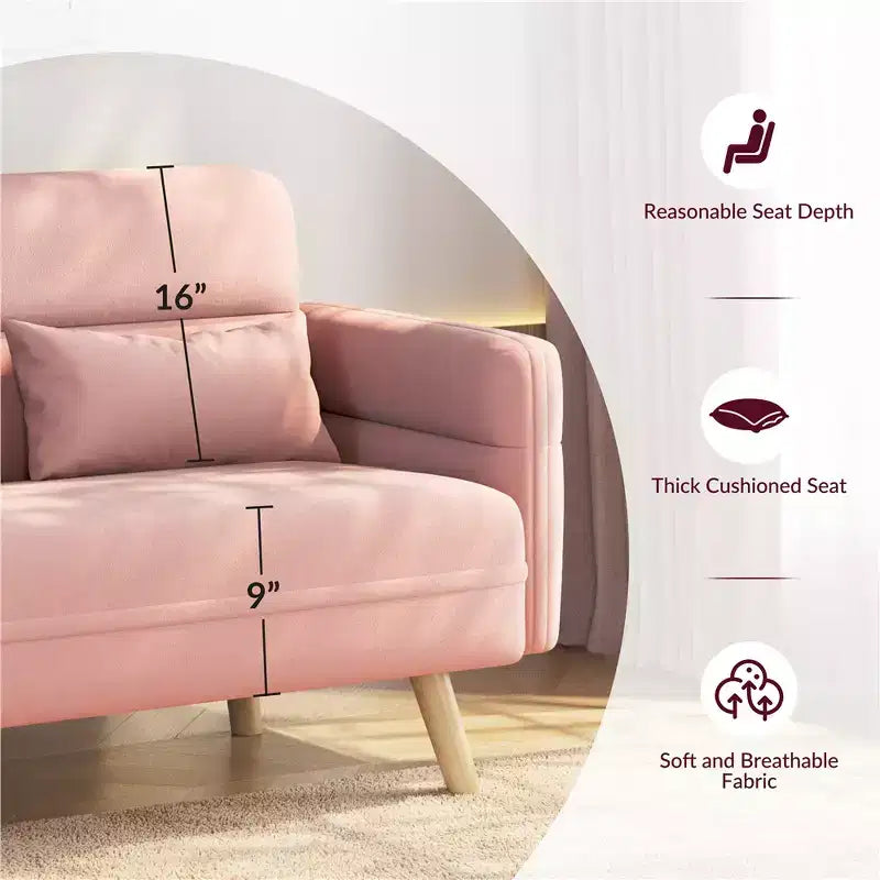 Yaheetech 46inch Fabric Loveseat Sofa with Lumbar Pillow for Office, Bedroom