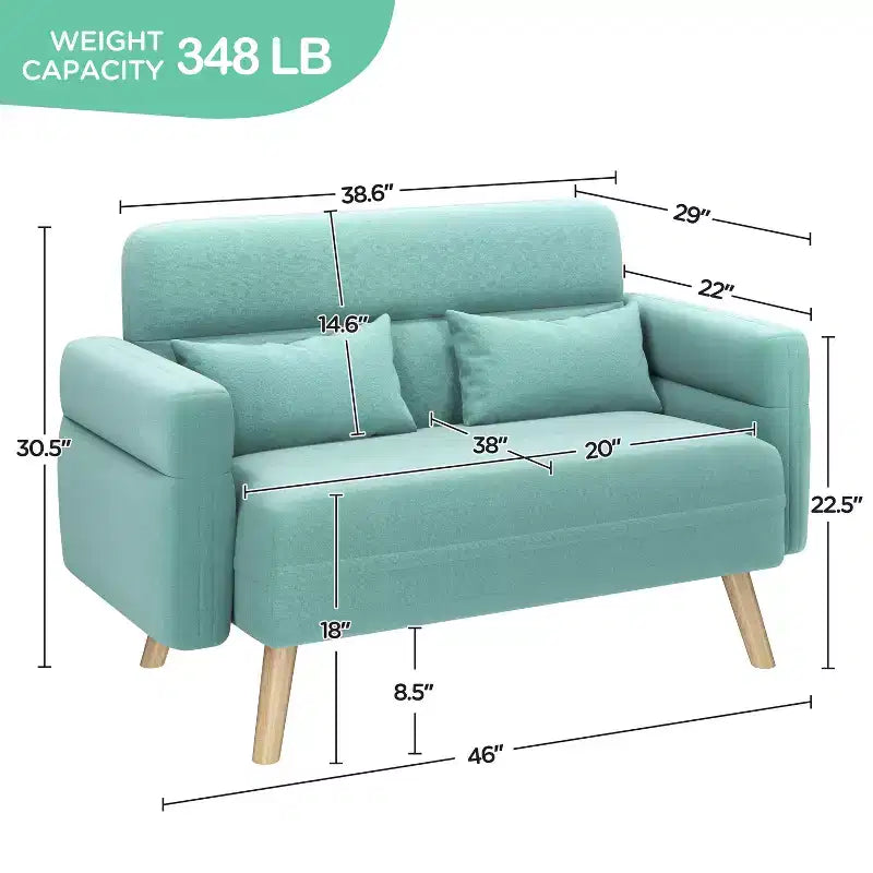 Yaheetech 46inch Fabric Loveseat Sofa with Lumbar Pillow for Office, Bedroom