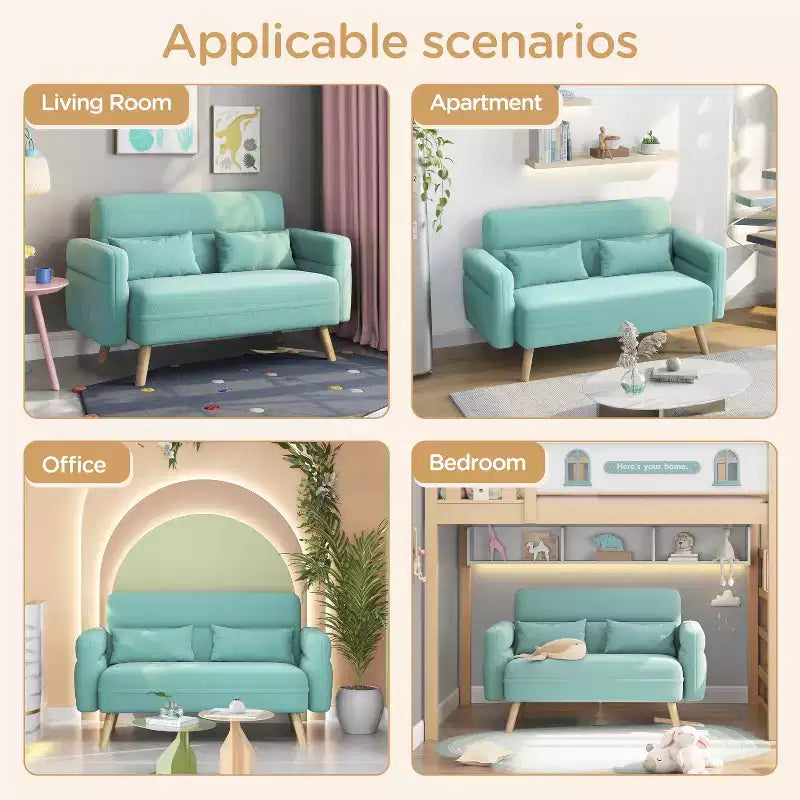 Yaheetech 46inch Fabric Loveseat Sofa with Lumbar Pillow for Office, Bedroom