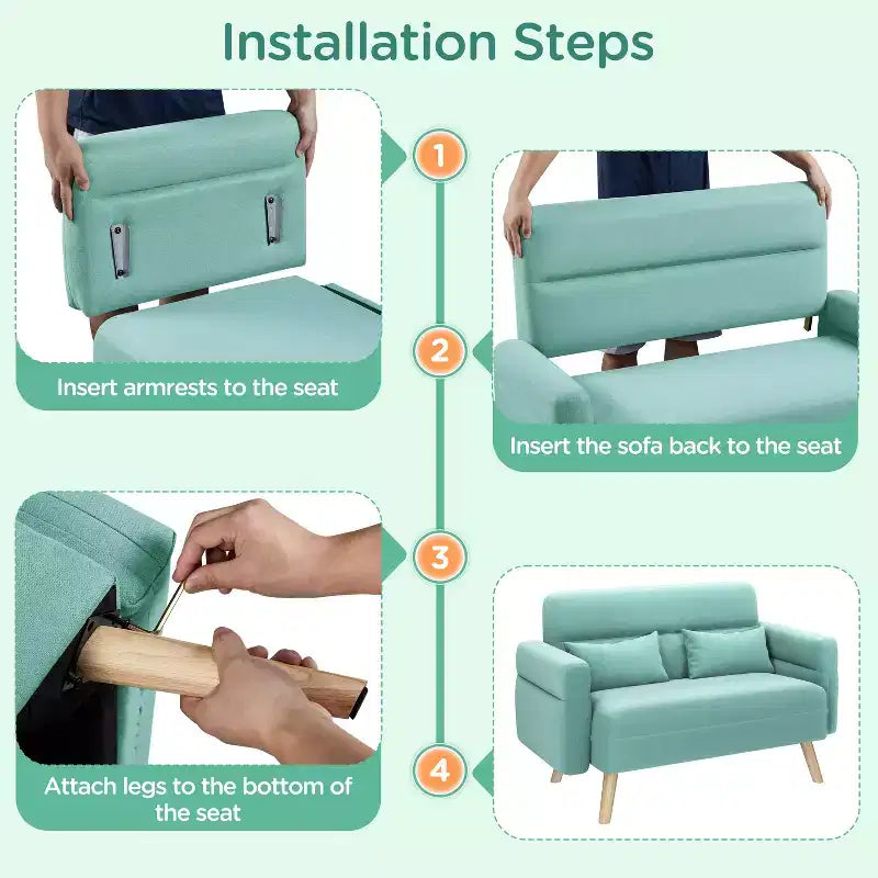Yaheetech 46inch Fabric Loveseat Sofa with Lumbar Pillow for Office, Bedroom