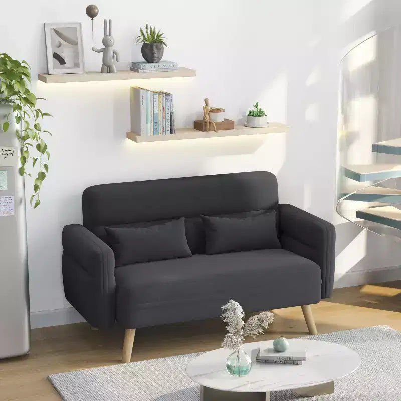 Yaheetech 46inch Fabric Loveseat Sofa with Lumbar Pillow for Office, Bedroom