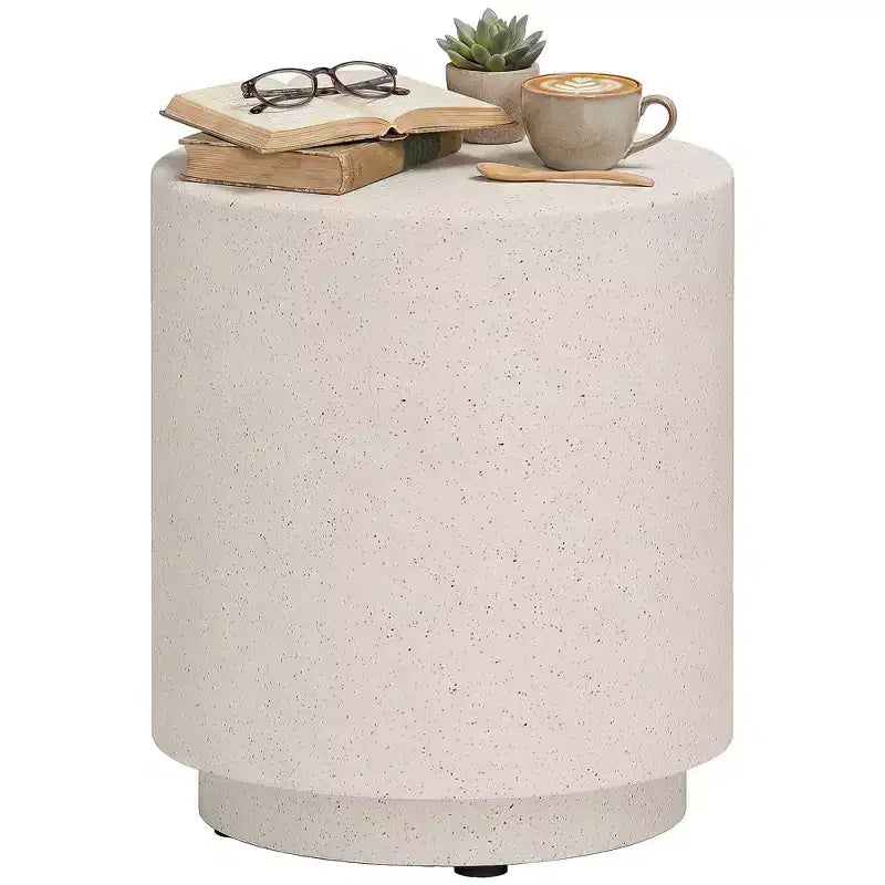 HOMCOM Lightweight Accent Table with Concrete Finish, Round Side Table with 4 Adjustable Feet for Indoor, Outdoor