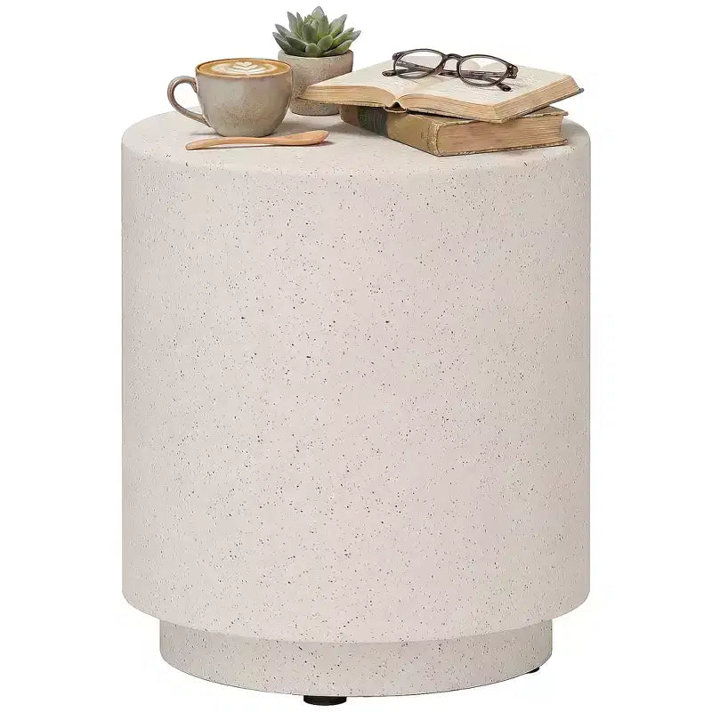HOMCOM Lightweight Accent Table with Concrete Finish, Round Side Table with 4 Adjustable Feet for Indoor, Outdoor