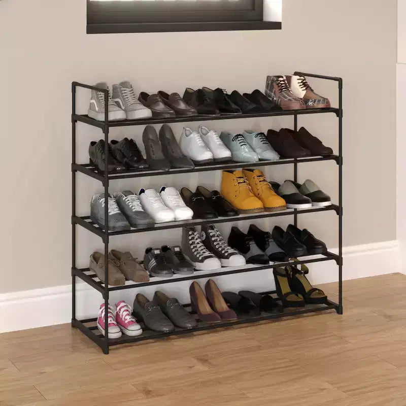 Home-Complete 5-Tier Shoe Rack for 25 Pairs, Black