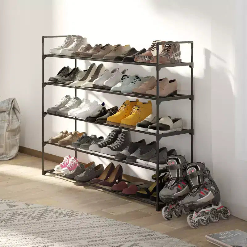 Home-Complete 5-Tier Shoe Rack for 25 Pairs, Black