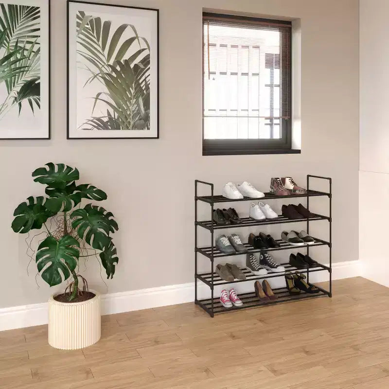 Étagère à chaussures Home-Complete à 5 niveaux pour 25 paires, noire