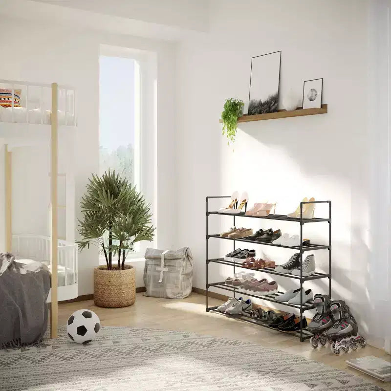 Étagère à chaussures Home-Complete à 5 niveaux pour 25 paires, noire