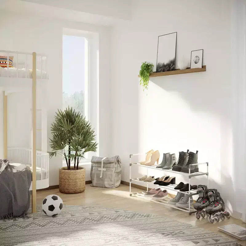 Meuble à Chaussures 3 Niveaux Home-Complete pour 15 Paires, Blanc