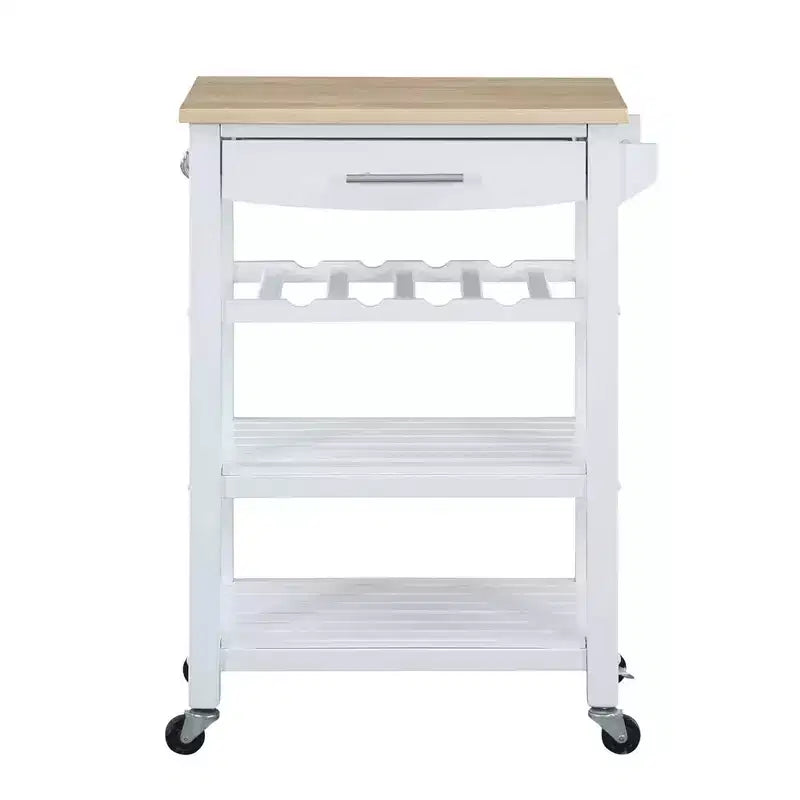Ellaine 4 Tier Butcher Block Kitchen Cart with Drawer and Wine Rack - Breighton Home