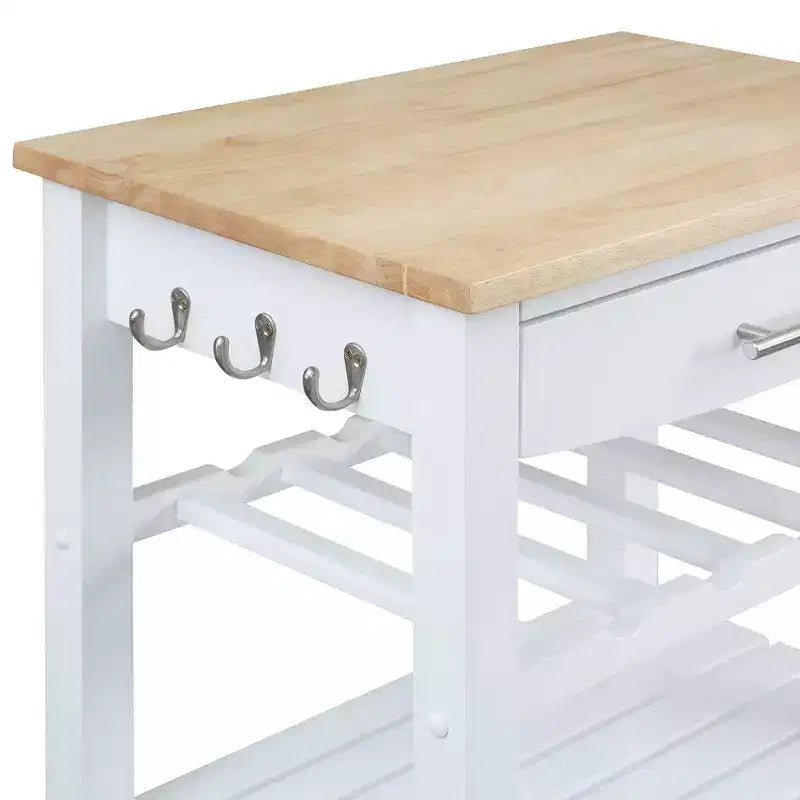 Ellaine 4 Tier Butcher Block Kitchen Cart with Drawer and Wine Rack - Breighton Home
