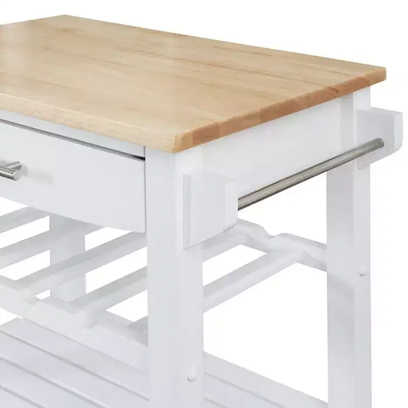 Ellaine 4 Tier Butcher Block Kitchen Cart with Drawer and Wine Rack - Breighton Home