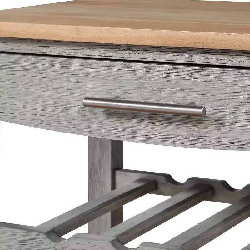 Ellaine 4 Tier Butcher Block Kitchen Cart with Drawer and Wine Rack - Breighton Home