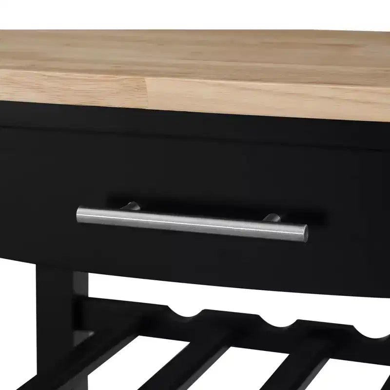 Ellaine 4 Tier Butcher Block Kitchen Cart with Drawer and Wine Rack - Breighton Home