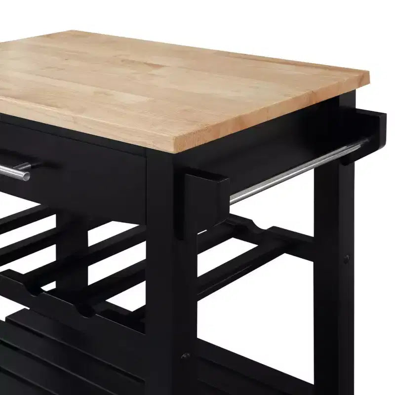 Ellaine 4 Tier Butcher Block Kitchen Cart with Drawer and Wine Rack - Breighton Home