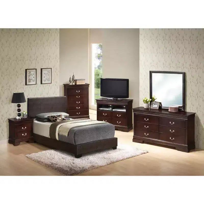 Passion Furniture Aaron Upholstered Twin Panel Bed