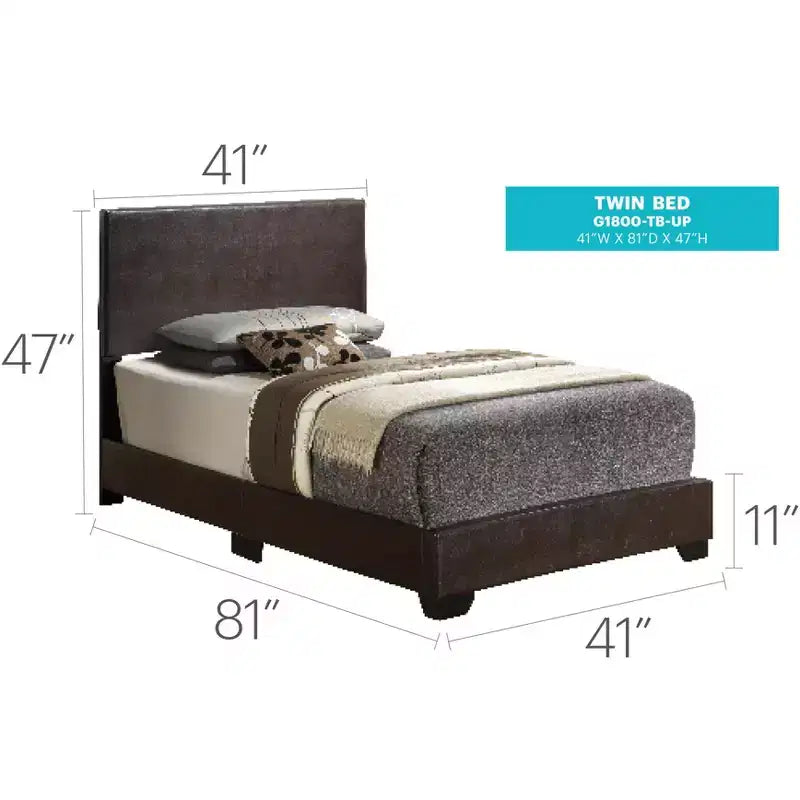 Passion Furniture Aaron Upholstered Twin Panel Bed