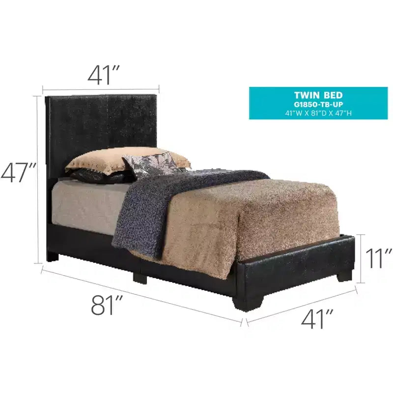 Passion Furniture Aaron Upholstered Twin Panel Bed