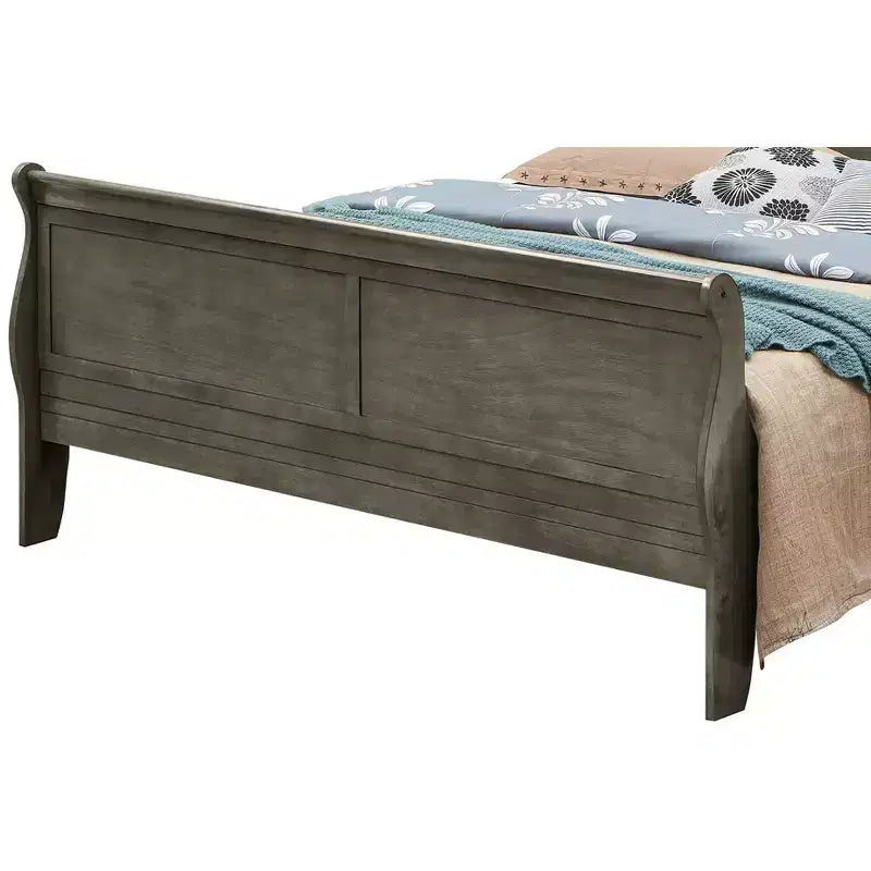 Passion Furniture Louis Philippe King Sleigh Wood Bed with High Footboard