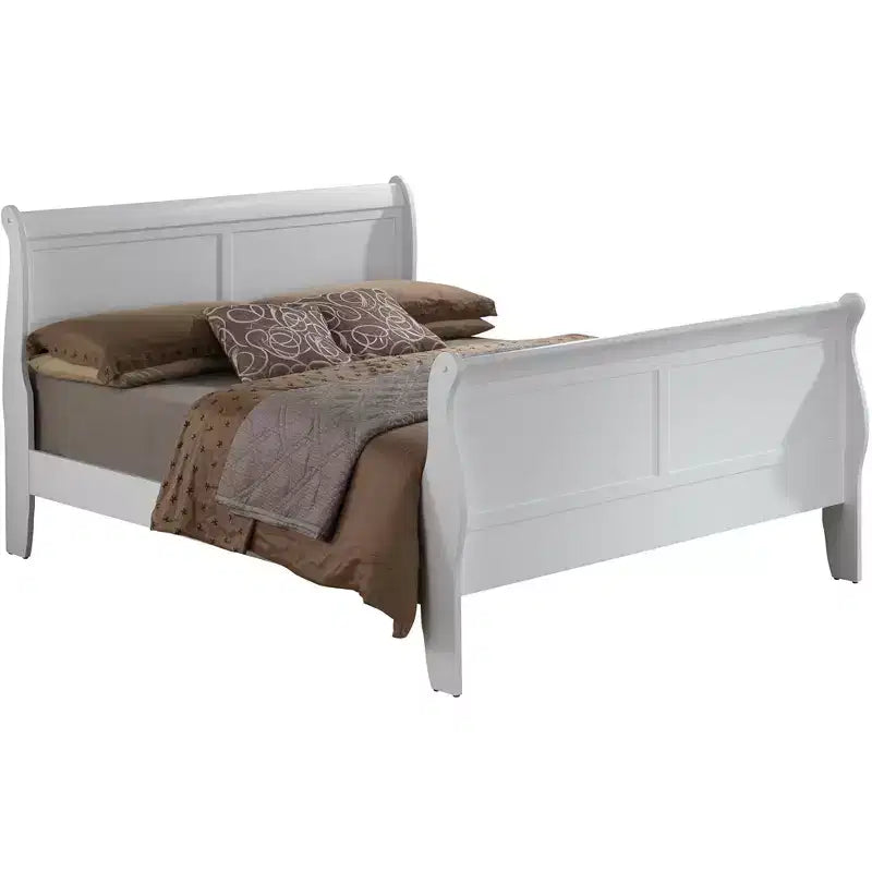 Passion Furniture Louis Philippe King Sleigh Wood Bed with High Footboard