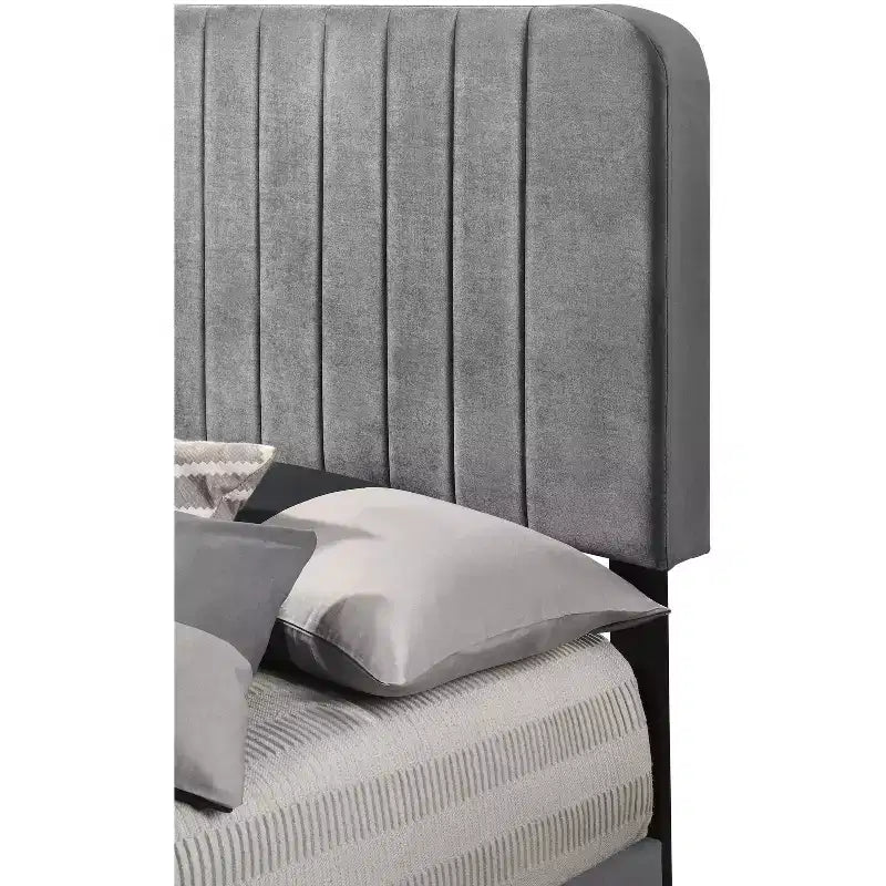 Passion Furniture Lodi Velvet UpholsteChannel Tufted Twin Panel Bed