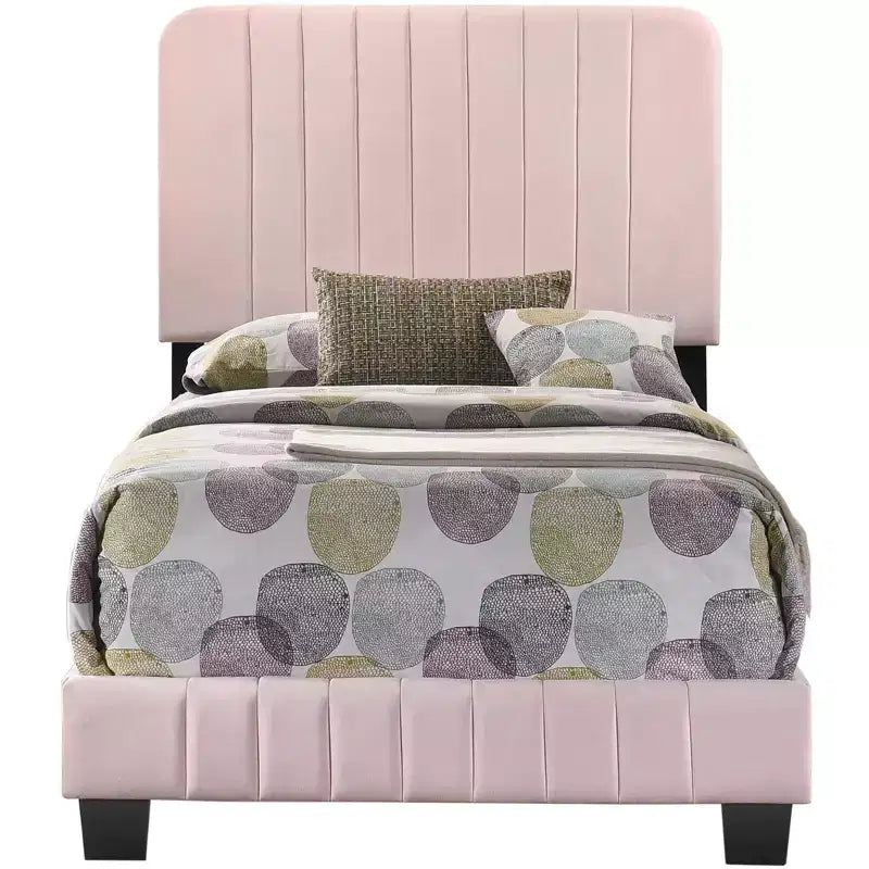 Passion Furniture Lodi Velvet UpholsteChannel Tufted Twin Panel Bed