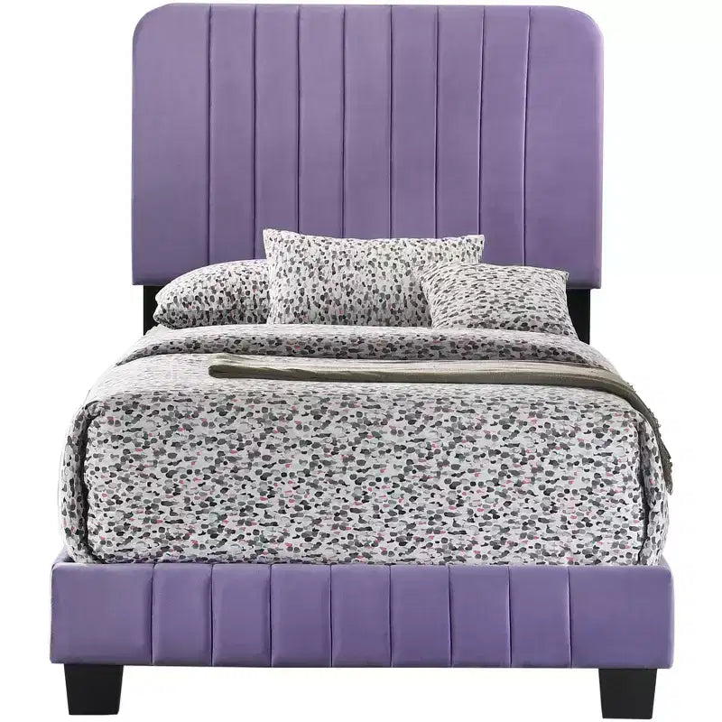 Passion Furniture Lodi Velvet UpholsteChannel Tufted Twin Panel Bed