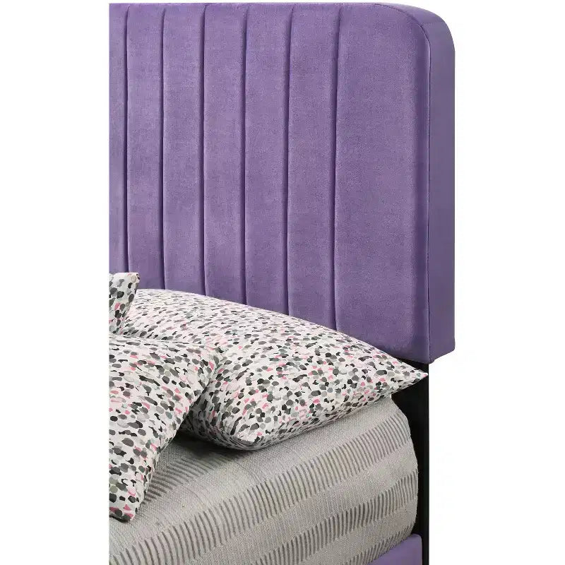 Passion Furniture Lodi Velvet UpholsteChannel Tufted Twin Panel Bed