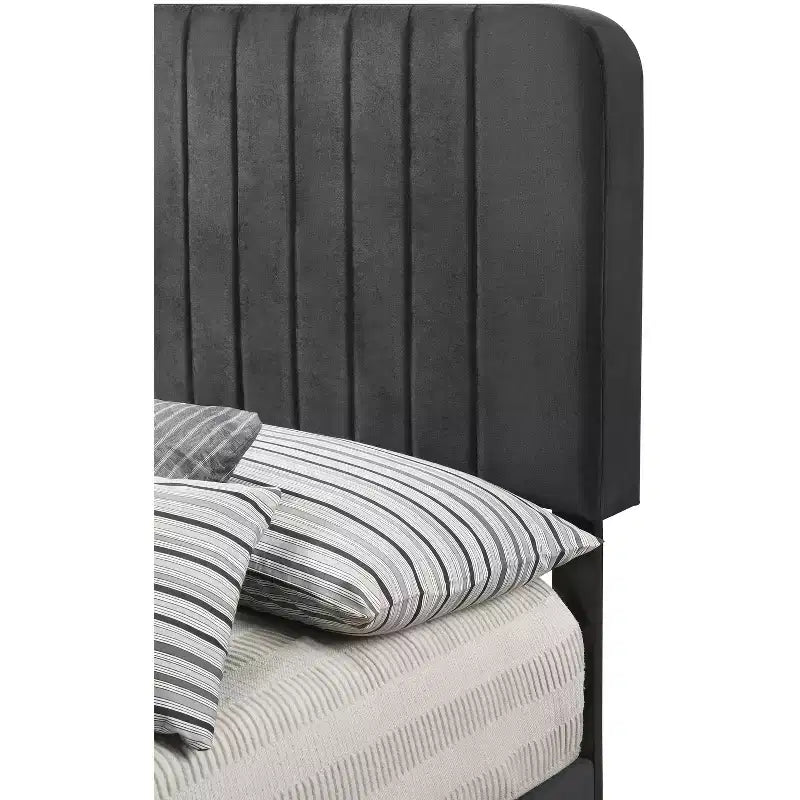 Passion Furniture Lodi Velvet UpholsteChannel Tufted Twin Panel Bed