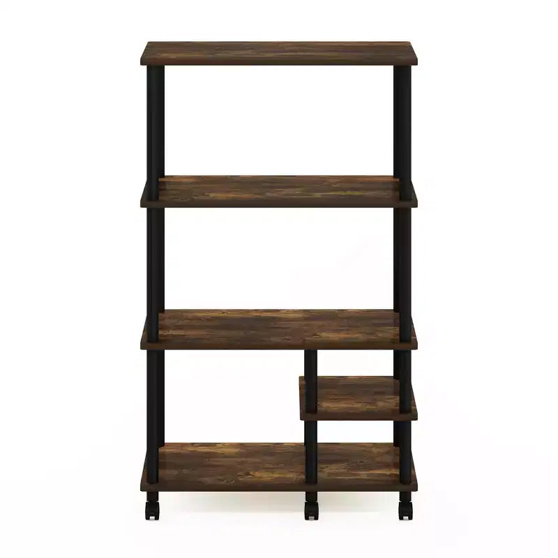 Furinno 4-Tier Kitchen Baker's Rack Microwave Oven Storage Cart,Amber Pine