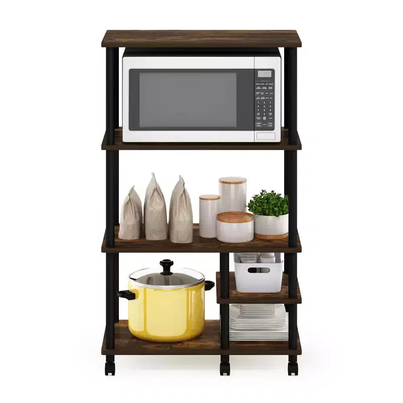Furinno 4-Tier Kitchen Baker's Rack Microwave Oven Storage Cart,Amber Pine