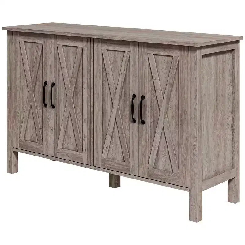 HOMCOM Sideboard Buffet Cabinet, Farmhouse Coffee Bar Cabinet with Barn Doors and Adjustable Shelves, TV Cabinet for TVs up to 55