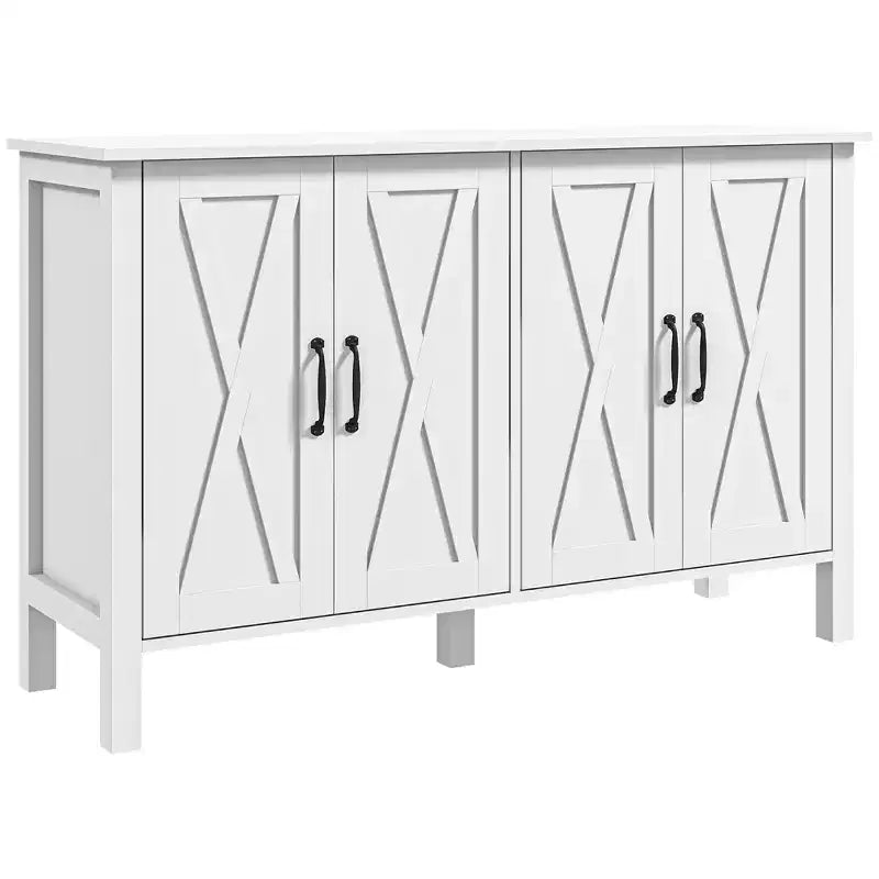 HOMCOM Sideboard Buffet Cabinet, Farmhouse Coffee Bar Cabinet with Barn Doors and Adjustable Shelves, TV Cabinet for TVs up to 55