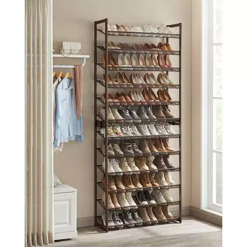 12-Tier Shoe Rack Tall Metal Shoe Storage Organizer
